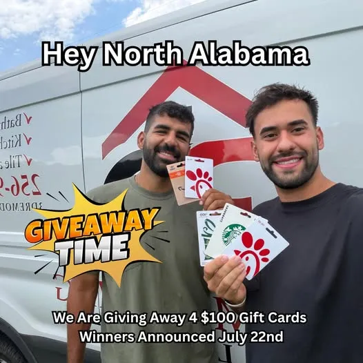 NORTH ALABAMA $400 GIFT CARDS GIVEAWAY